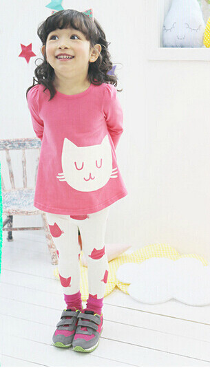 Set copii pentru fete inclusiv - jambiere lungi + bluza cu maneca lunga cu aplicatie