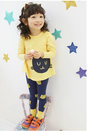 Set copii pentru fete inclusiv - jambiere lungi + bluza cu maneca lunga cu aplicatie