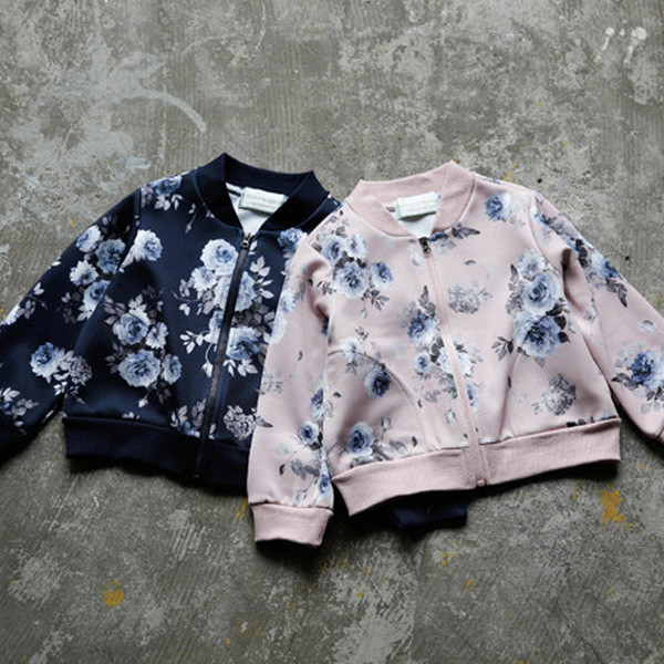 Geaca subtire pentru copii cu motive florale in doua culori