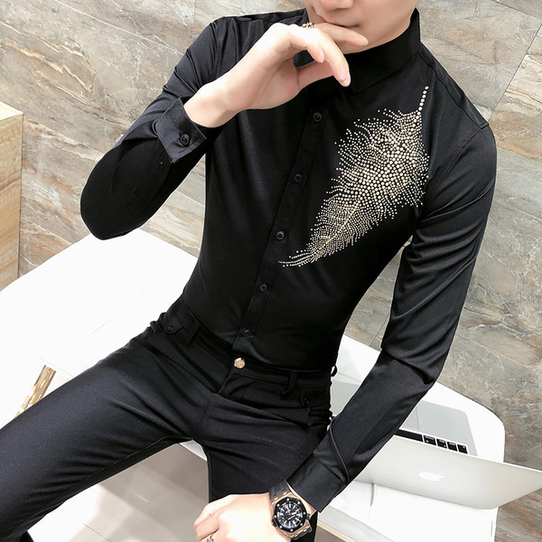 Cămașă elegantă pentru bărbați model Slim în alb-negru