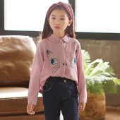 Μοντέρνο παιδικό πουκάμισο  με εφαρμογή για κορίτσια