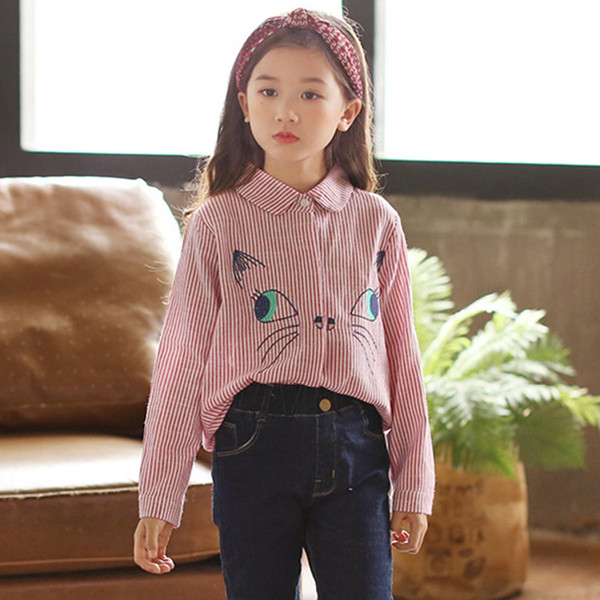 Μοντέρνο παιδικό πουκάμισο  με εφαρμογή για κορίτσια