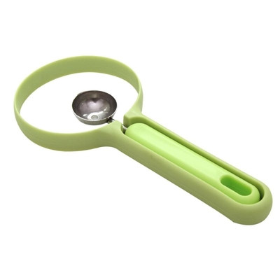 Set practic din 2 piese, inclusiv un cutit de plastic si o lingura de fructe