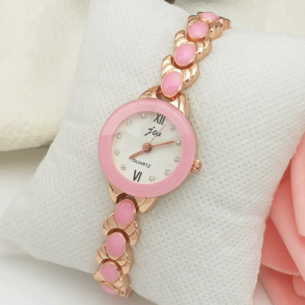 Ceas elegant de damă cu decor cu curele în trei culori