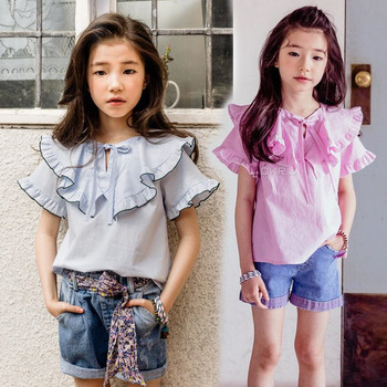 Καλοκαιρινό παιδικό πουκάμισο για κορίτσια με φαρδύ μανίκι σε δύο χρώματα
