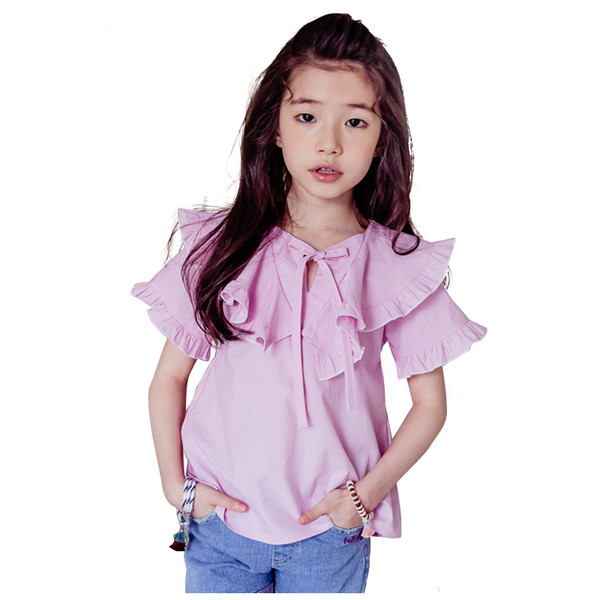 Cămașă de vară copii pentru fete cu mâneci largi în două culori