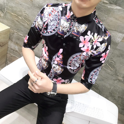 Μοντέρνο ανδρικό πουκάμισο με floral μοτίβα Slim