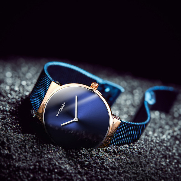 Нов мъжки стилен часовник - ултра тънък с тънка широка верижка