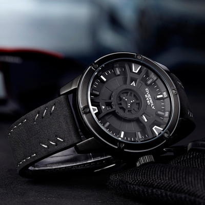 Κομψό ανδρικό ρολόι με δερμάτινη ιμάντα