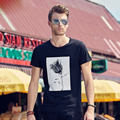 Μοντέρνο ανδρικό μπλουζάκι με κοντό μανίκι και εφαρμογή