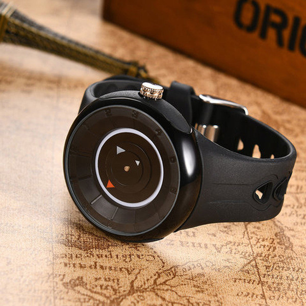 Μοντέρνο ανδρικό ρολόι σε σκούρο χρώμα με λουρί από καουτσούκ