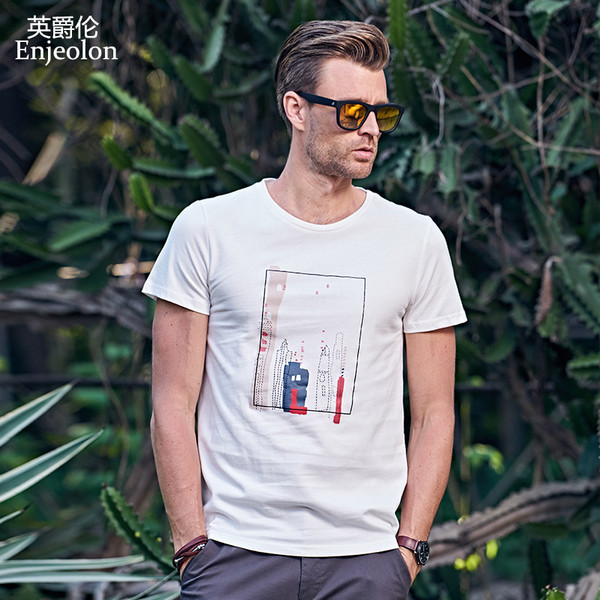 Tricou barbatesc modern cu aplicatie - model Slim