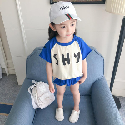 Set unic pentru copii pentru vară, inclusiv tricou cu mâneci scurte și pantaloni scurți pentru fete