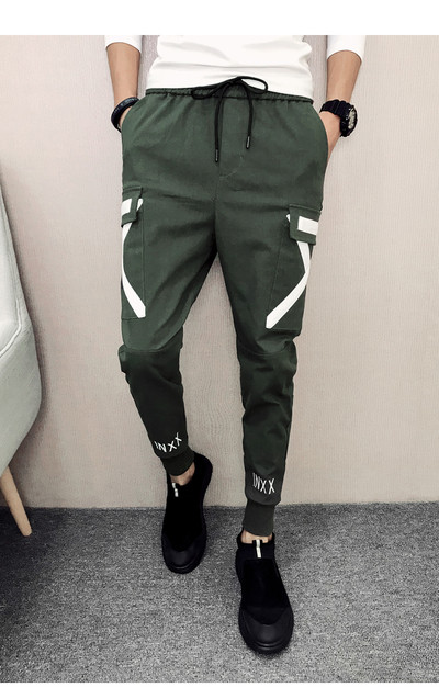 Pantaloni sport pentru bărbați cu inscripție în trei culori