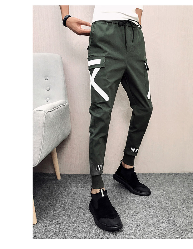 Pantaloni sport pentru bărbați cu inscripție în trei culori