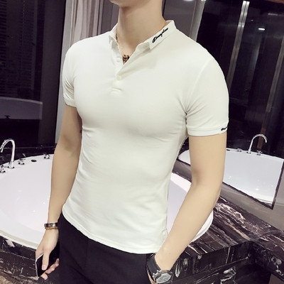 Μοντέρνα ανδρική μπλούζα με κουμπιά και με κοντό μανίκι - Λεπτό μοντέλο