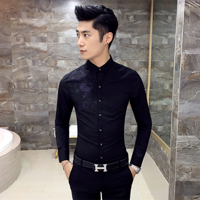 Cămașă bărbătească stilată cu mâneci lungi Model Slim în trei culori