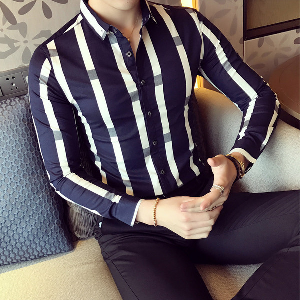 NOU Cămașă modernă pentru bărbați Model Slim cu mâneci lungi în două culori