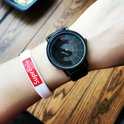 Мъжки часовник в три цвята с кожена каишка