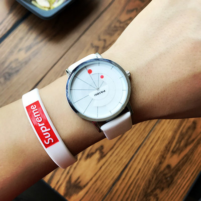 Мъжки часовник в три цвята с кожена каишка