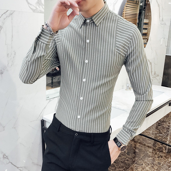 Cămașă bărbătească actuală model Slim cu mâneci lungi