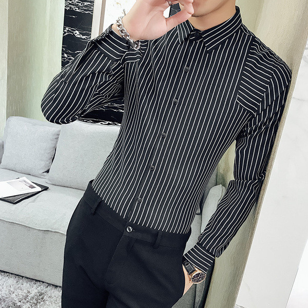 Cămașă bărbătească actuală model Slim cu mâneci lungi