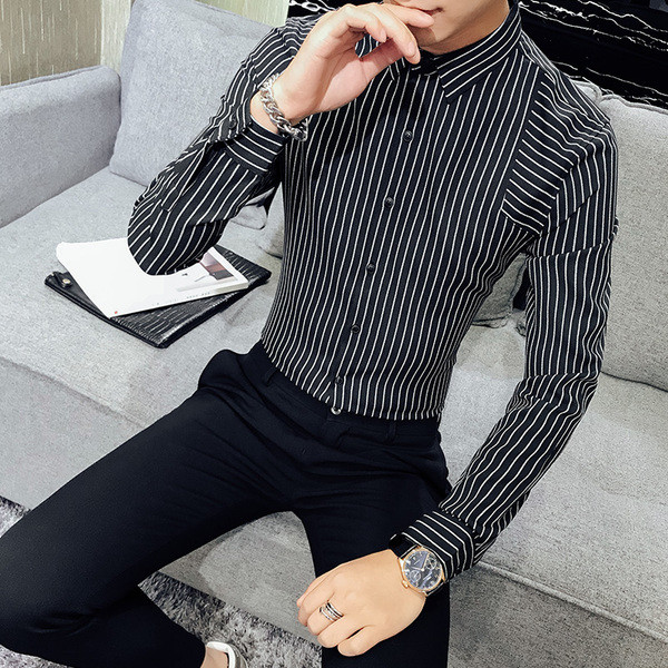 Cămașă bărbătească actuală model Slim cu mâneci lungi