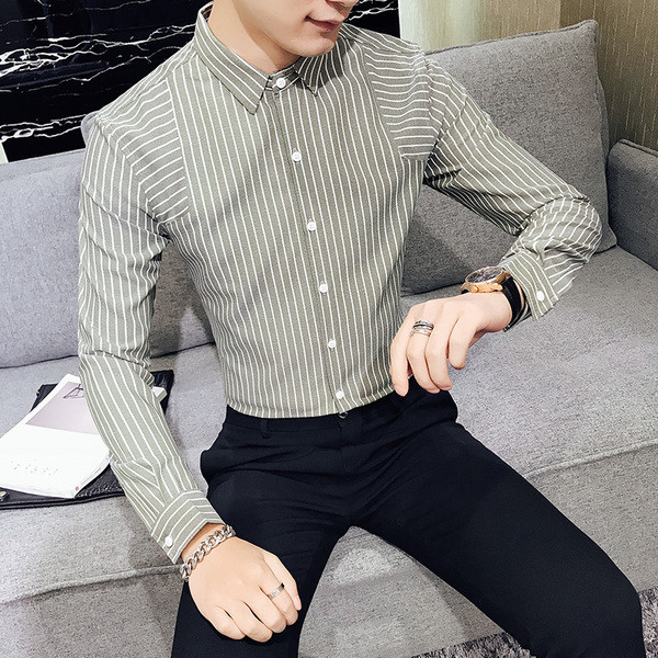 Cămașă bărbătească actuală model Slim cu mâneci lungi