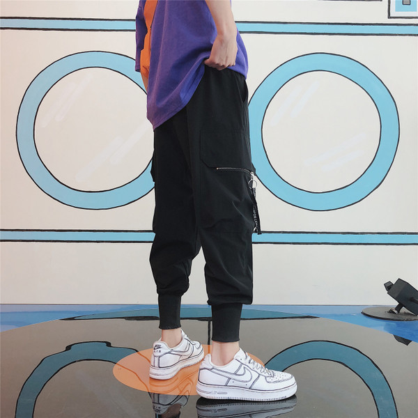 Pantaloni sport pentru bărbați în negru și gri