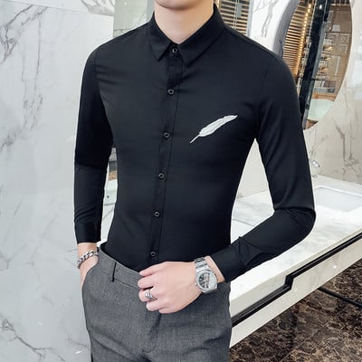 Μοντέρνο ανδρικό πουκάμισο σε μαύρο και άσπρο χρώμα