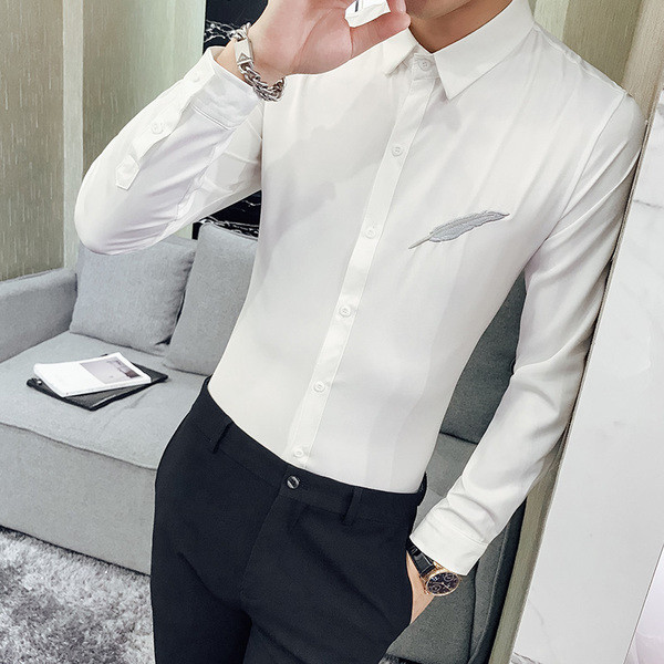 Μοντέρνο ανδρικό πουκάμισο σε μαύρο και άσπρο χρώμα