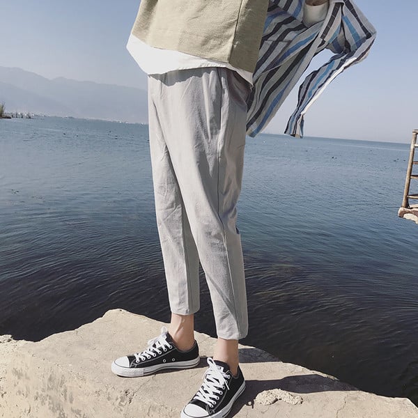 Pantaloni confortabili pentru bărbați cu lungime de 9/10 în trei culori