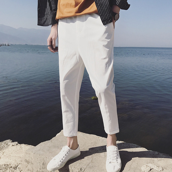 Pantaloni confortabili pentru bărbați cu lungime de 9/10 în trei culori