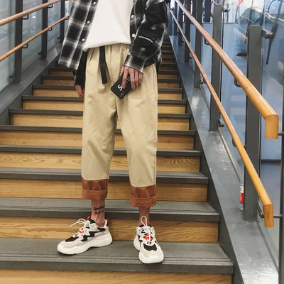 Καθημερινό ανδρικό  παντελόνι σε πράσινο και μπεζ χρώμα