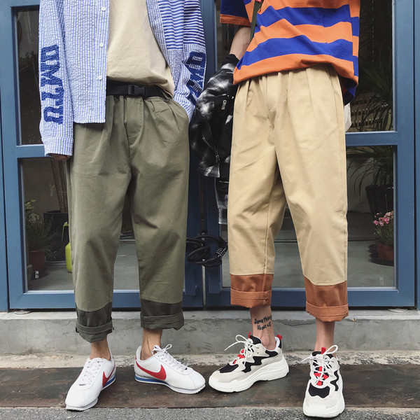 Καθημερινό ανδρικό  παντελόνι σε πράσινο και μπεζ χρώμα