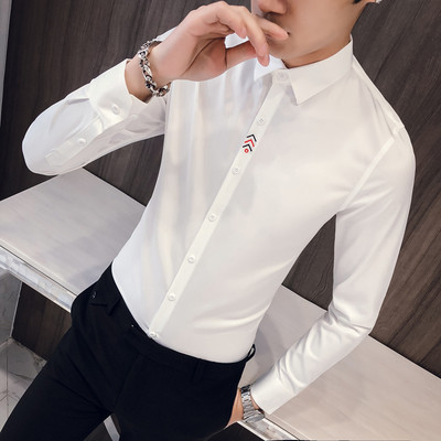 Λεπτό πουκάμισο βαμβακερό ανδρικό σε μαύρο και άσπρο χρώμα