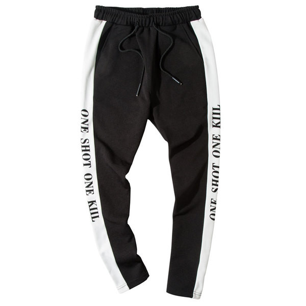 Αθλητικά ανδρικά παντελόνια σε λευκό και μαύρο χρώμα
