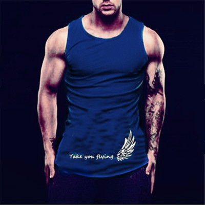 Ανδρικό μπλουζάκι μπλε με κεντήματα