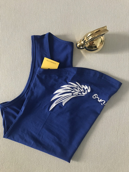 Ανδρικό μπλουζάκι μπλε με κεντήματα