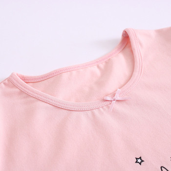 Детска пижама за момичета с апликация в розов и бял цвят