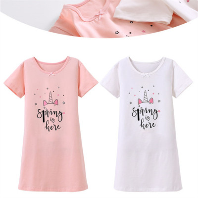 Children`s pajamas for girls with applique in pink and white