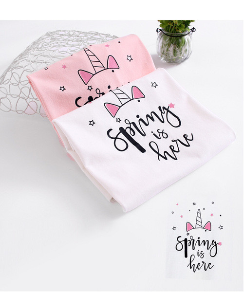 Pijamale pentru fete pentru copii cu aplicație roz și alb