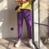 Αθλητικά αντρικά παντελόνια σε μοβ και μαύρο χρώμα με διακόσμηση