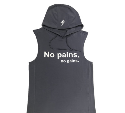 Ανδρικό αμάνικο  με κουκούλα σε δύο χρώματα με επιγραφή