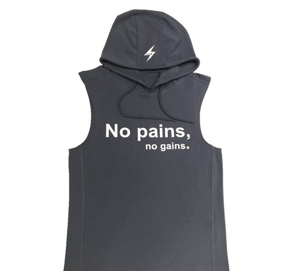 Ανδρικό αμάνικο  με κουκούλα σε δύο χρώματα με επιγραφή