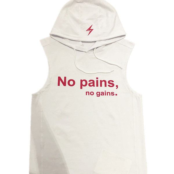 Ανδρικό αμάνικο  με κουκούλα σε δύο χρώματα με επιγραφή