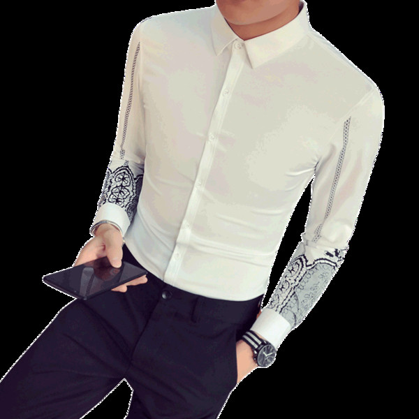 Cămașă modernă pentru bărbați cu broderie colorată pe mâneci