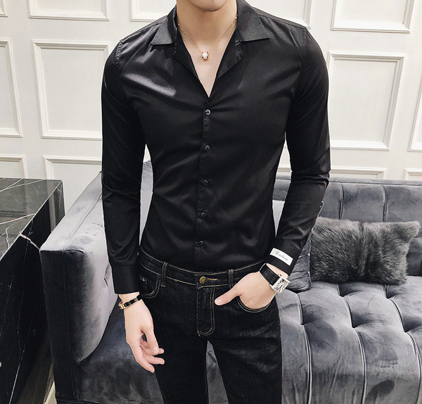 Σατέν ανδρικό πουκάμισο λεπτό μοντέλο σε πολλά χρώματα