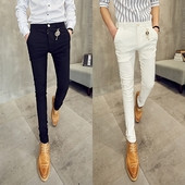 Κομψά ανδρικά παντελόνια  σε μαύρο και άσπρο - Λεπτό μοντέλο