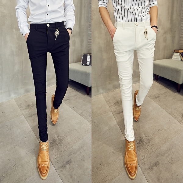 Κομψά ανδρικά παντελόνια  σε μαύρο και άσπρο - Λεπτό μοντέλο